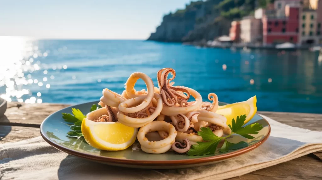 A digital illustration of Calamariere, a fantasy sea creature character with squid-like features and artistic design